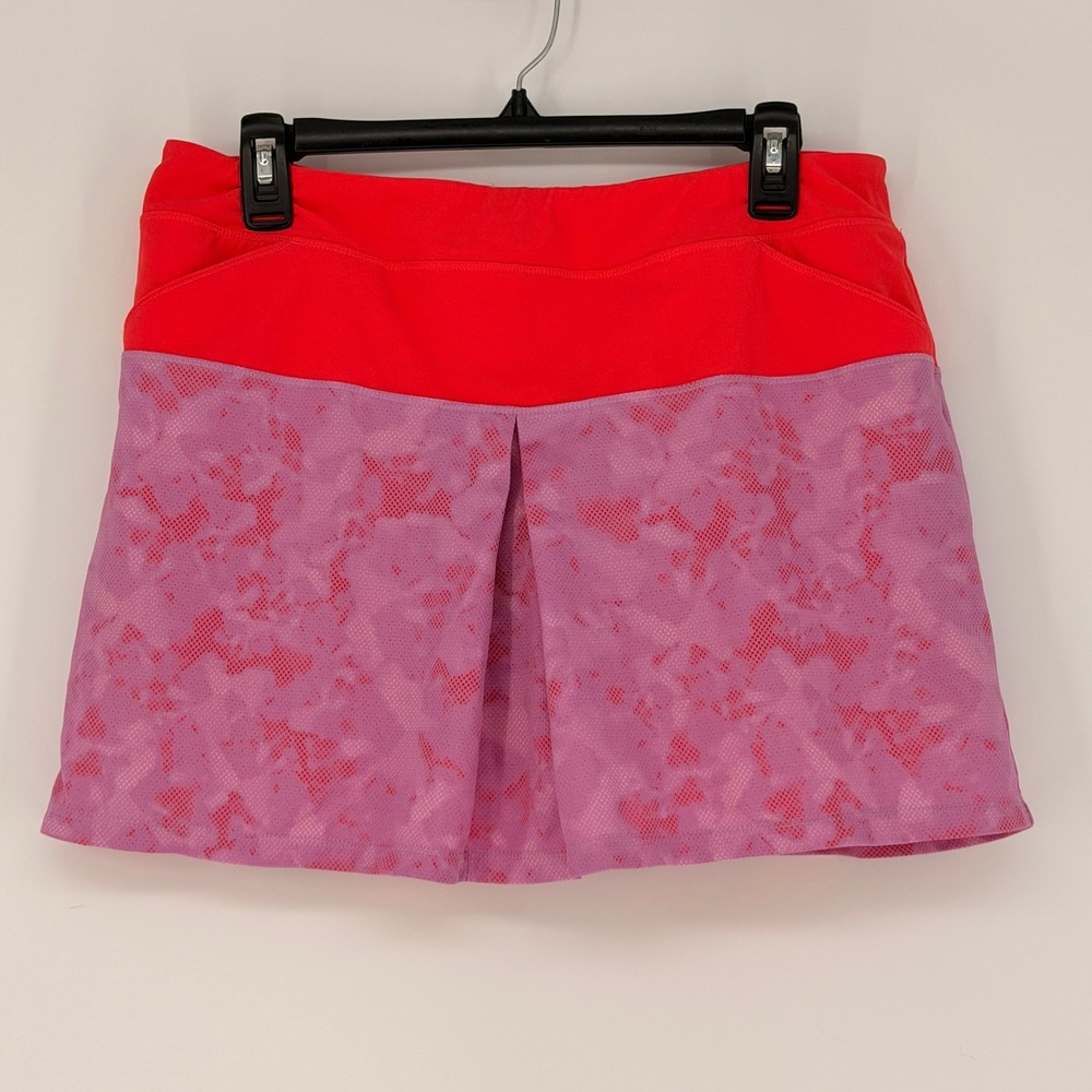 Adidas Golf Skort Womens Medium Red Pink Abstract Print‎ Athletic Skirt Workout